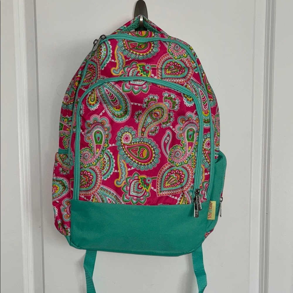 Paisley Backpack with Matching Lunchbox - Pink and Green